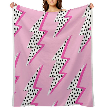 Pink Lightning Bolt Throw Blanket