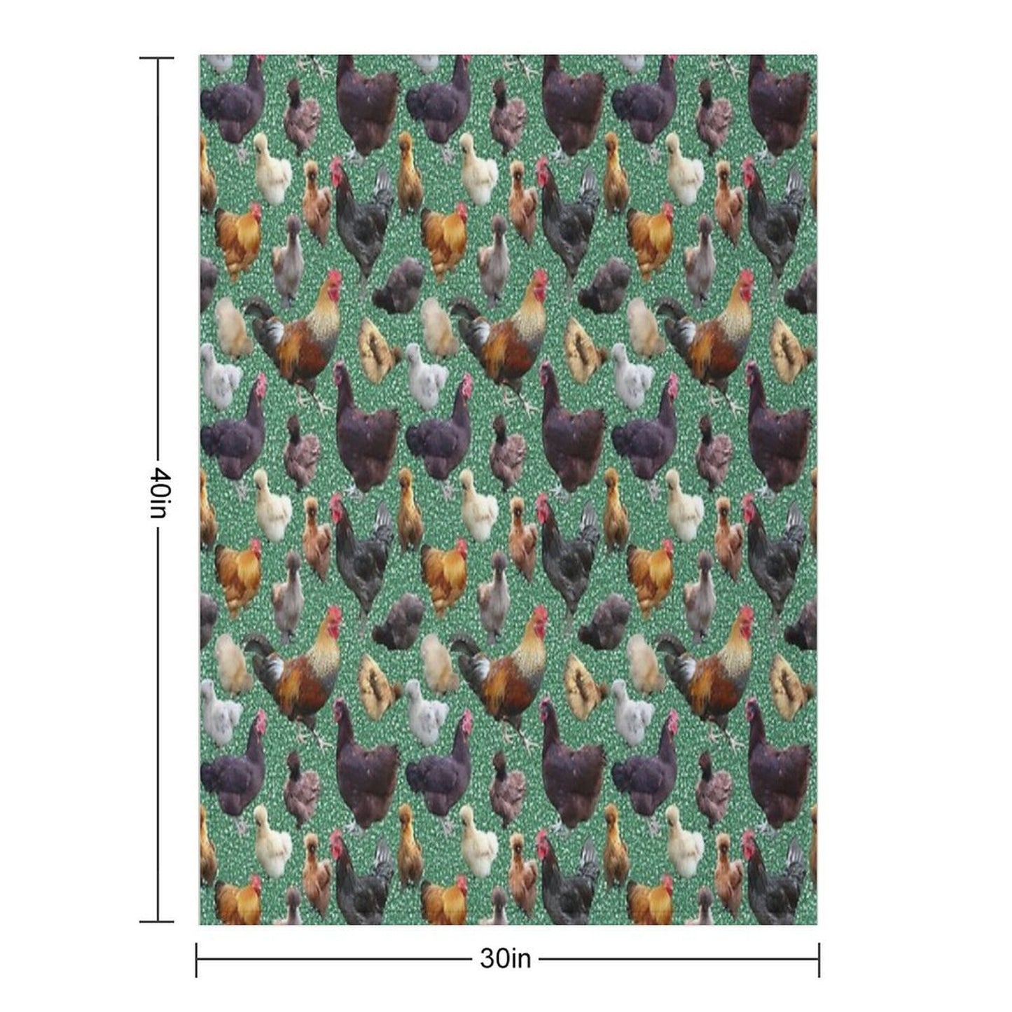 Backyard Chickens on Green Glitter Throw Blanket