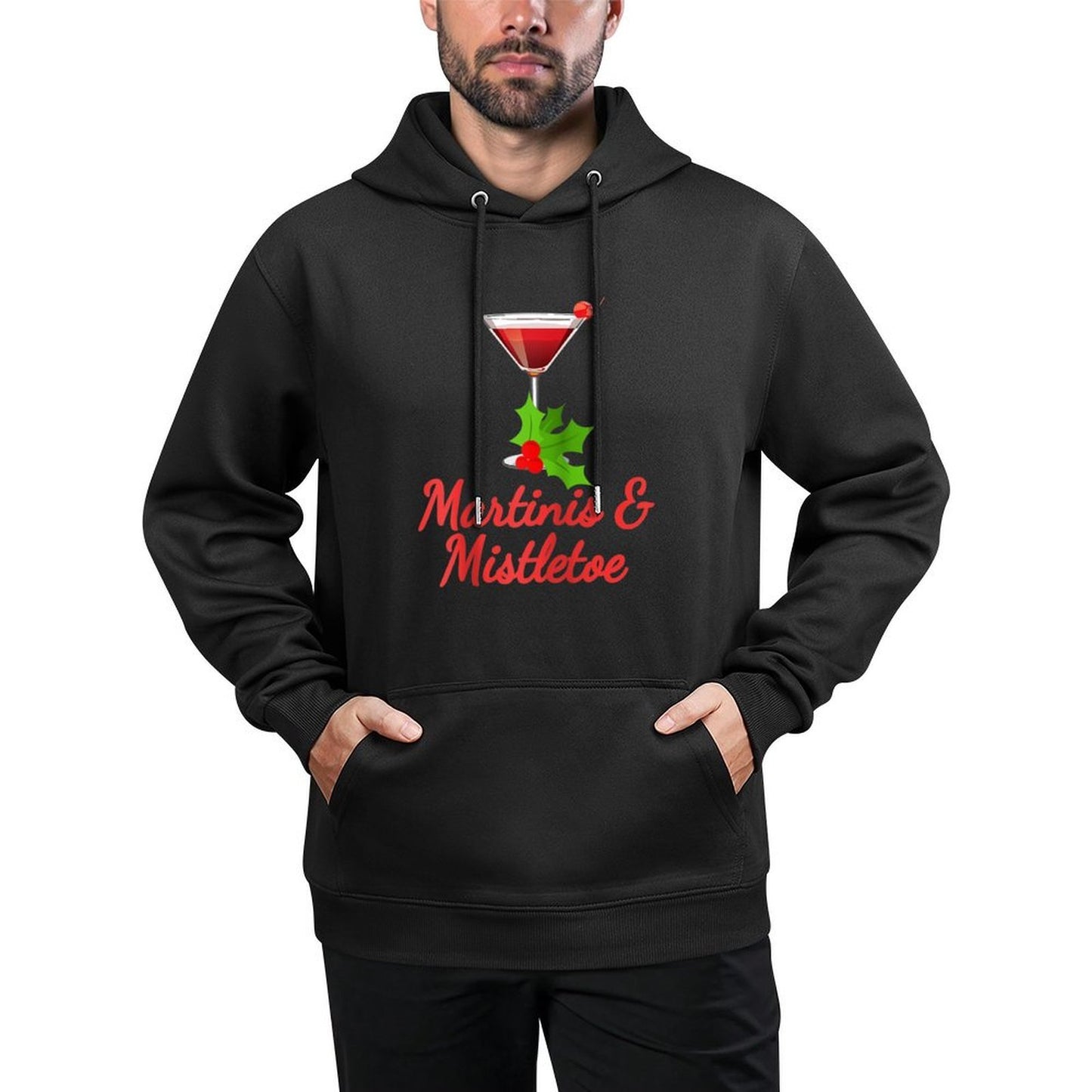 Martinis And Mistletoe Funny Christmas Tshirt Raglan Baseball Medium-Weight Fabric Hoodie
