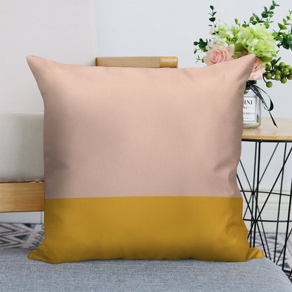 Blush Pink And Mustard Yellow Minimalist Color Block Linen Throw Pillow Cover