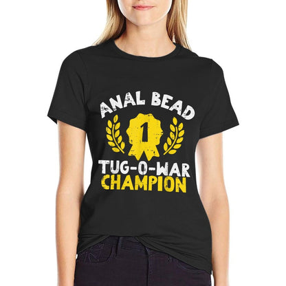 Bead Tug O War Champion Funny Saying Adult Humor Men Women  Ribbed Collar T-Shirt