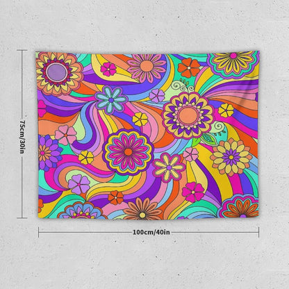 Groovy Psychedelic Flower Power Tapestry