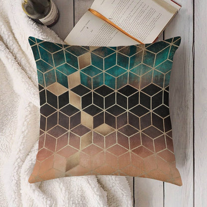 Ombre Dream Cubes Linen Throw Pillow Cover