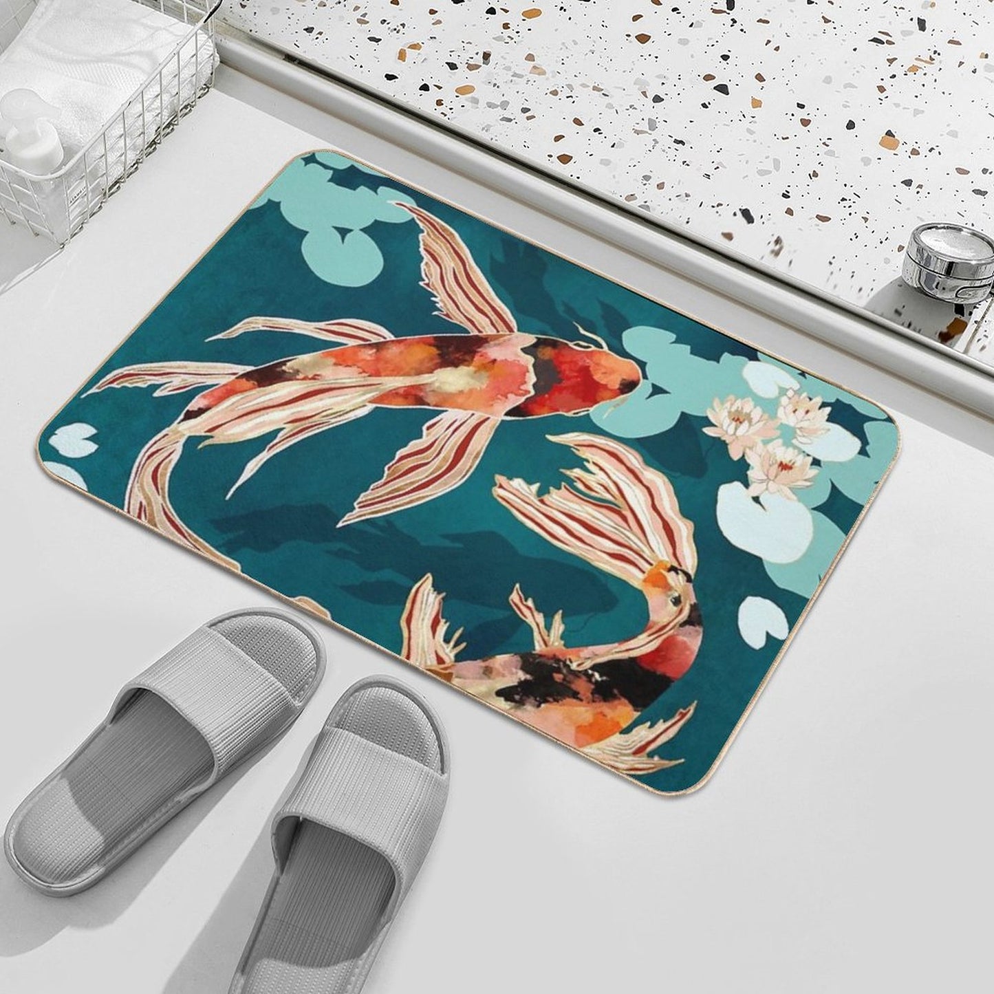 Metallic Koi VII Bath Mat