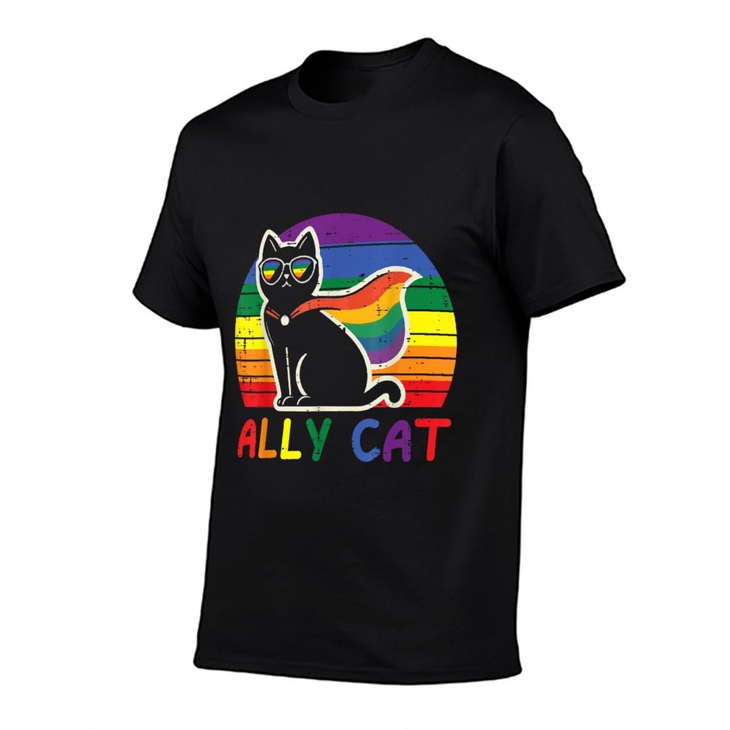 Gay Pride Month Ally Cat Funny LGBTQ Rainbow Men Women Kids  Graphic-printed T-Shirt