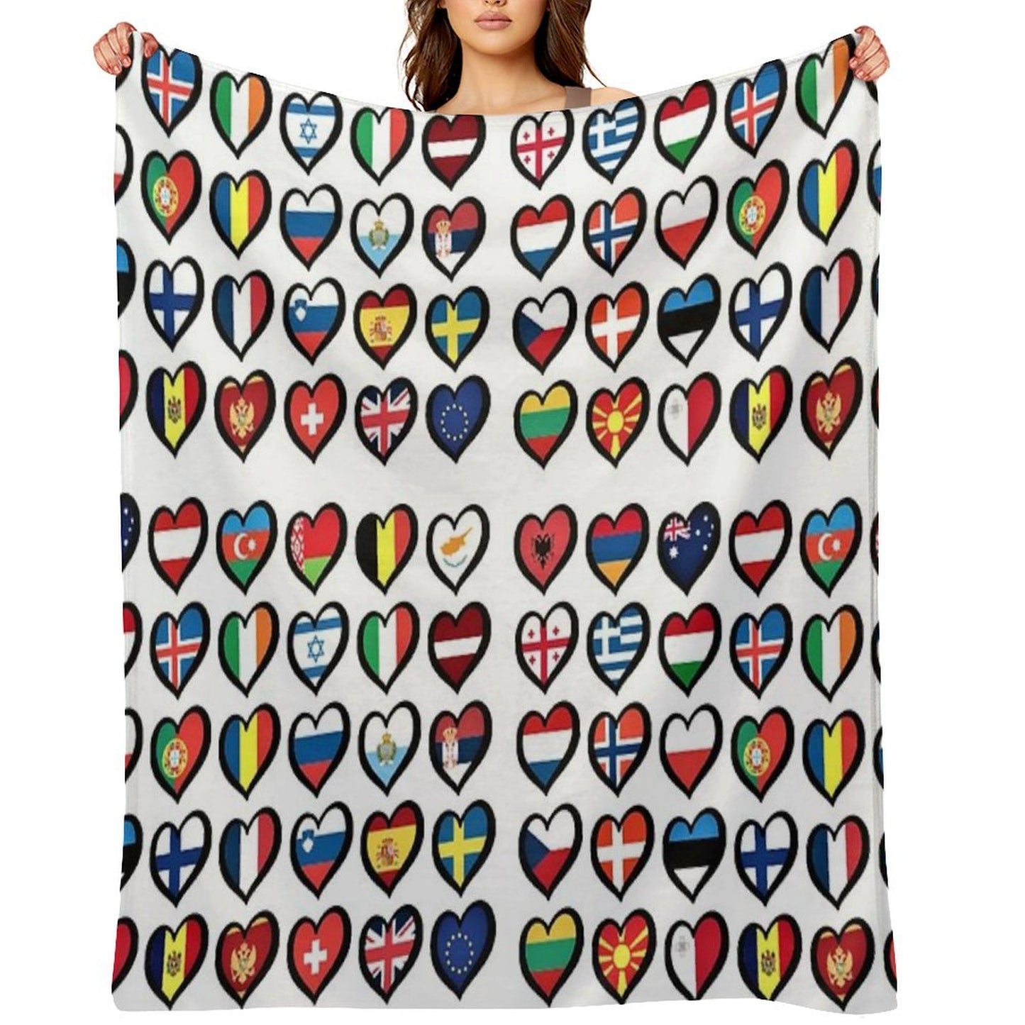 Eurovision Song Contest Flags Hearts ESC EBU Eurofans Throw Blanket