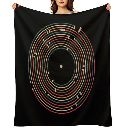 Vinyl Music Metro Record Map Labyrinth Throw Blanket