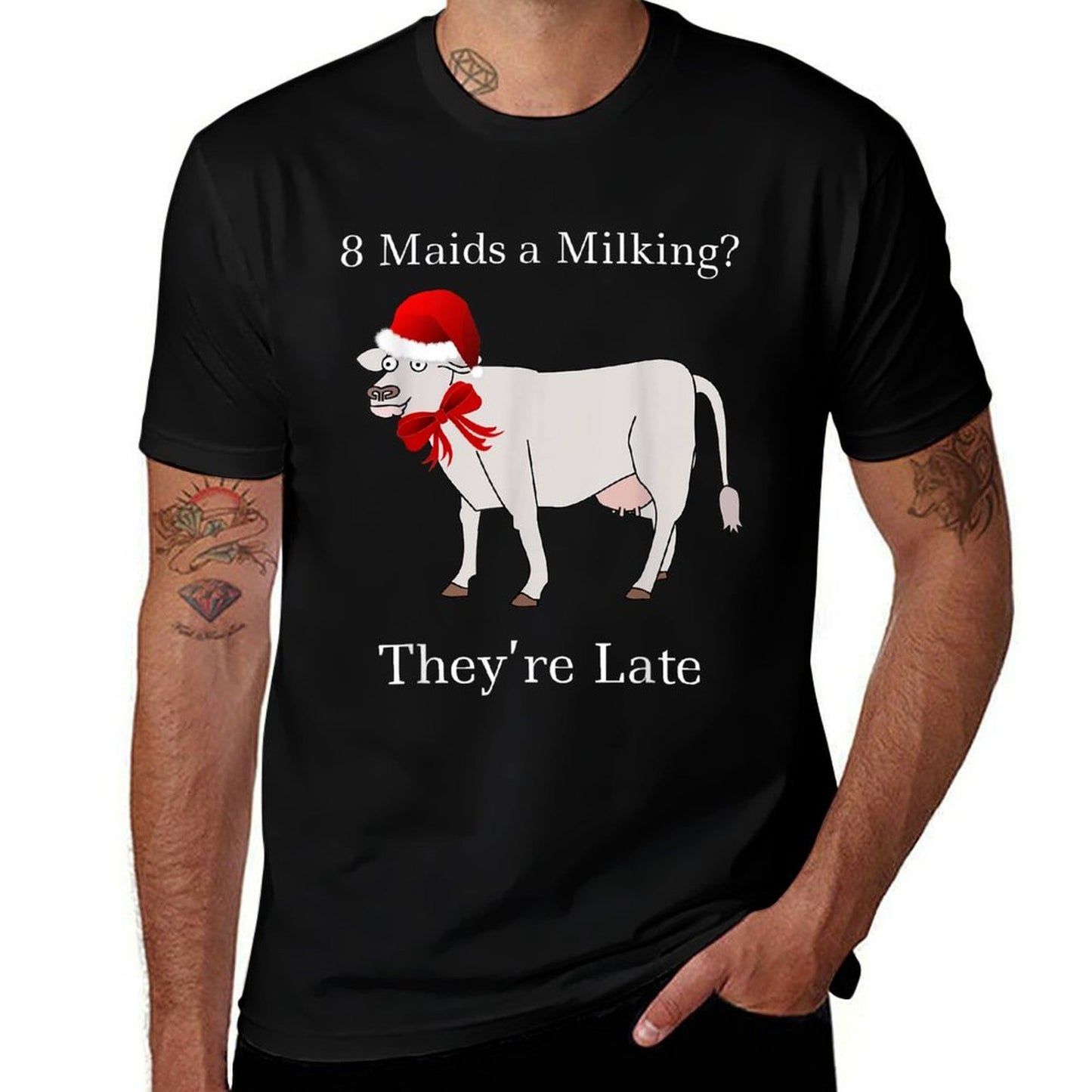 Eight Maids Milking Funny Christmas  Relaxed-fit T-Shirt