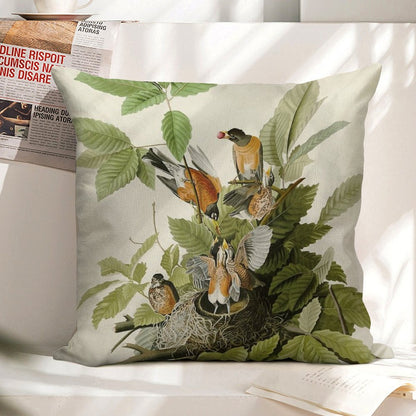 American Robin - John James Audubon Birds of America Linen Throw Pillow Cover