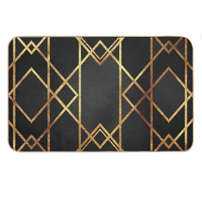 Black Gold Geometric Bath Mat