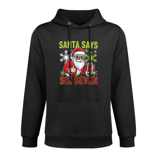 Funny Santa Says Six Seven Christmas 67 Meme Xmas Breathable Fabric Hoodie