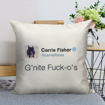 Carrie Fisher Tweets Linen Throw Pillow Cover
