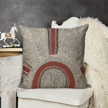 Awesome Aboriginal Dot Art Linen Throw Pillow Cover