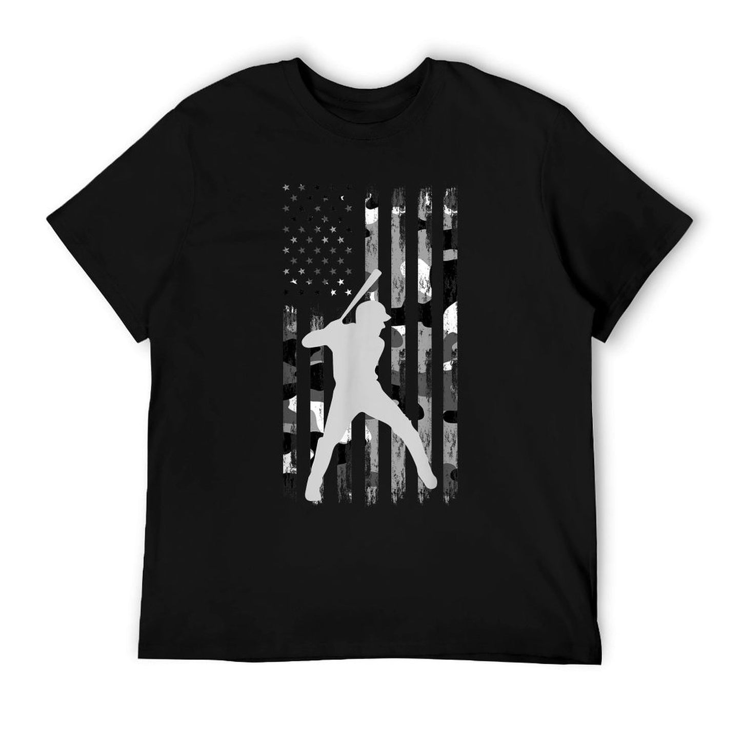 Baseball Player American Flag USA Camo Patriotic Graphic T-Shirt