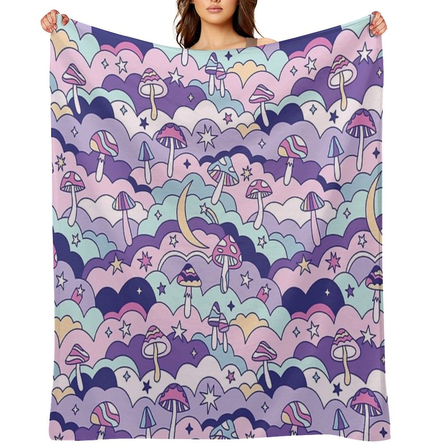 Cosmic Mushrooms Throw Blanket