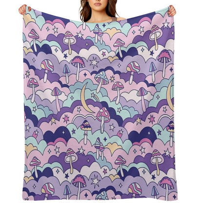 Cosmic Mushrooms Throw Blanket