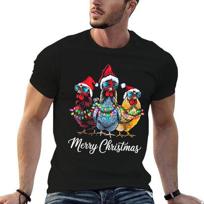 Merry Chickmas Ornament Lights Chicken Farmer Xmas Squad  Breathable T-Shirt