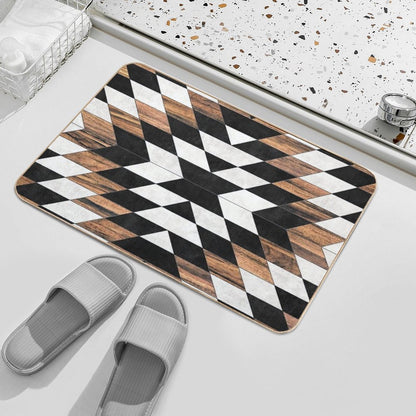Urban Tribal Pattern No.13 - Aztec - Concrete And Wood Bath Mat