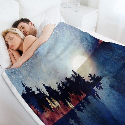 Autumn Moon Reflection Throw Blanket