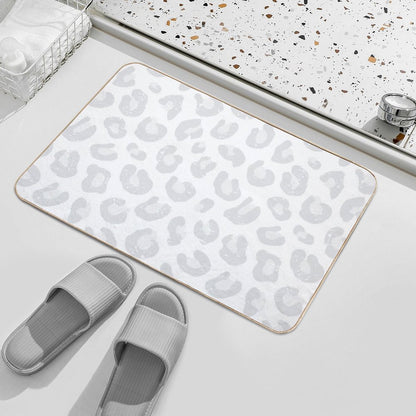 Leopard Print - Silver Gray And White Bath Mat