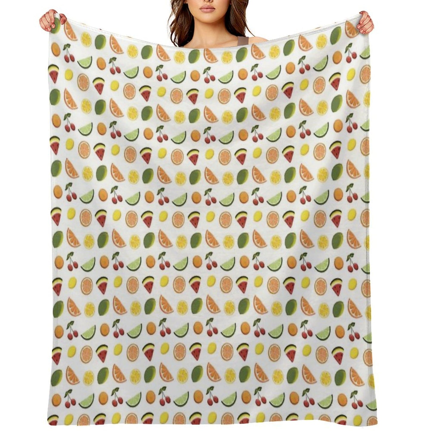 Fresh Fruit, Hand Drawn Fruit, Summer Fruit, Fruit All over Print Throw Blanket