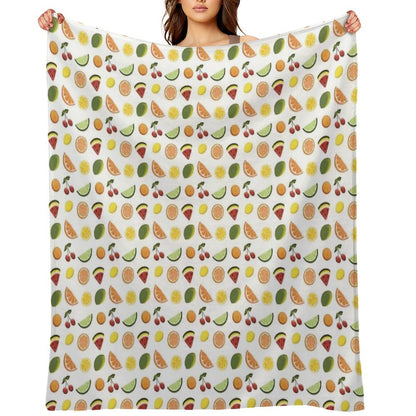 Fresh Fruit, Hand Drawn Fruit, Summer Fruit, Fruit All over Print Throw Blanket