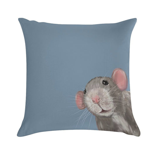 The Peeking Rat Soft Reinforced Edging Throw Pillow