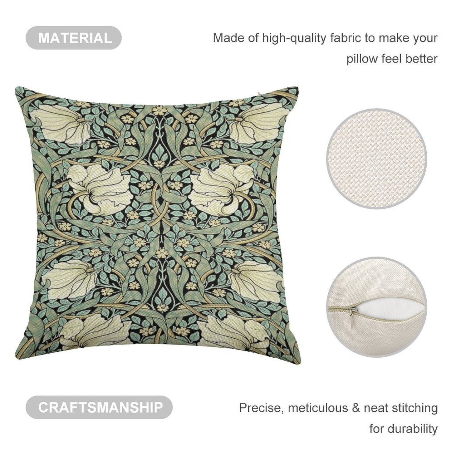 William Morris - Pimpernel Linen Throw Pillow Cover