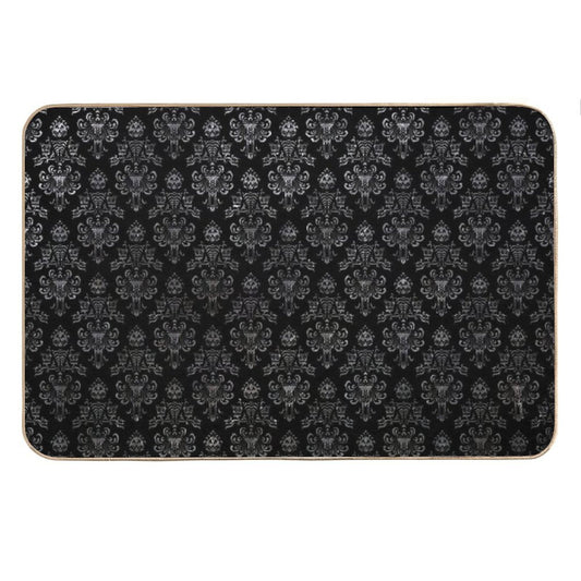 Haunted Mansion Wallpaper Black And Silver Bath Mat