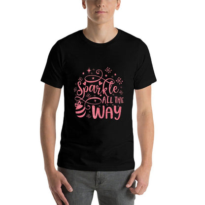 Sparkle All The Way Cute Christmas Pink For Girls  Summer-ready Fabric T-Shirt