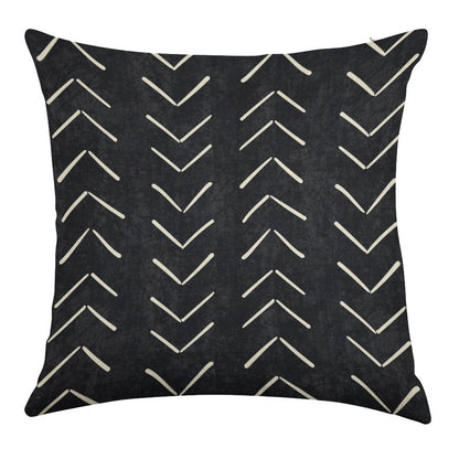 Boho Big Arrows in Black And White Linen Throw Pillow Cover