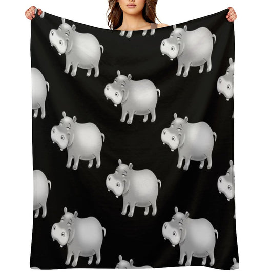 Hippo Cute Hippopotamus Throw Blanket