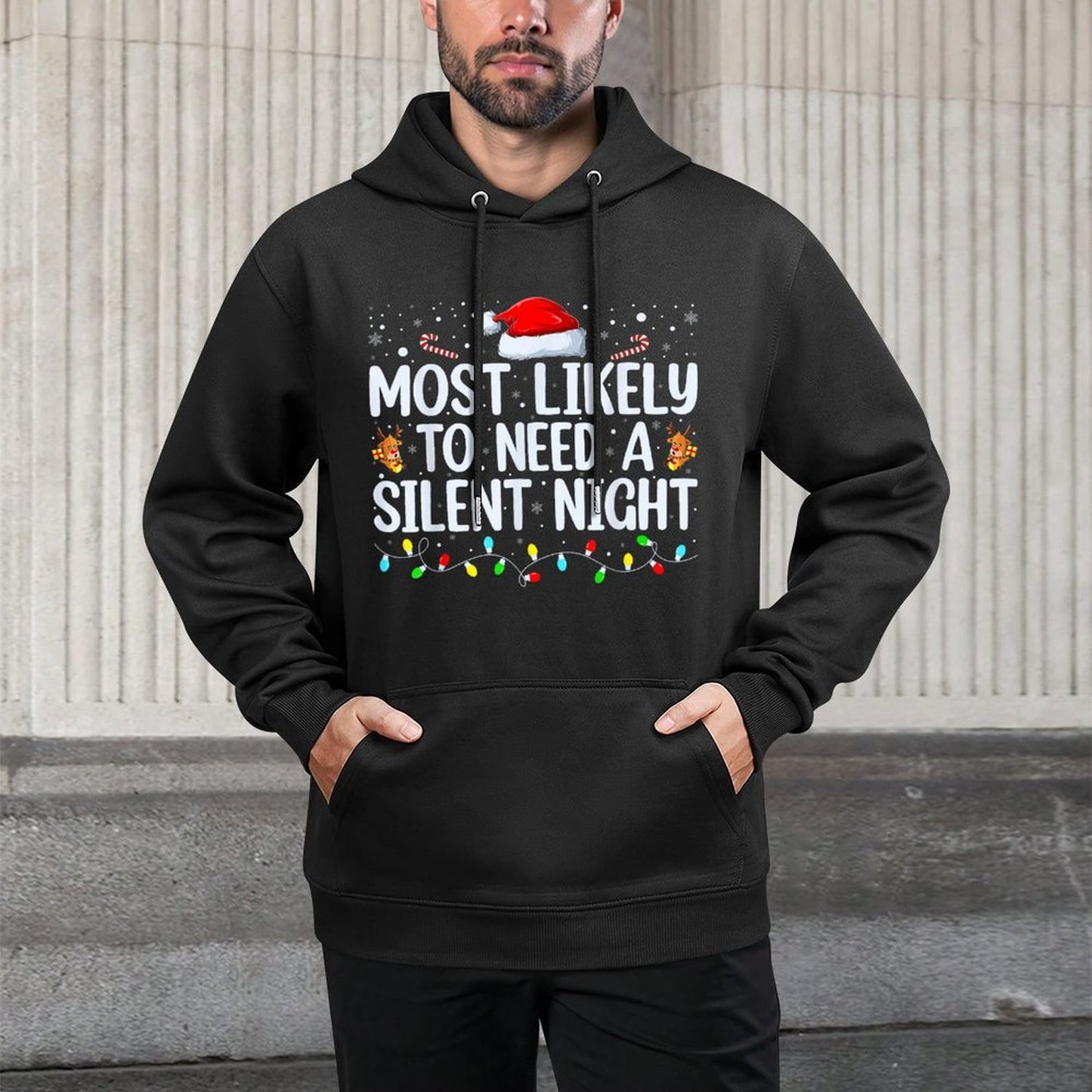 Most Likely to Need A Silent Night Family Christmas Pajamas Easy Care Hoodie