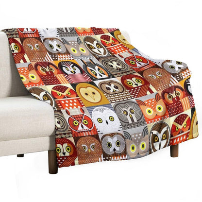 North American Owls Throw Blanket