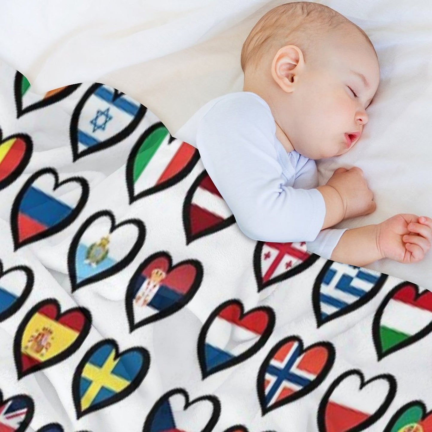 Eurovision Song Contest Flags Hearts ESC EBU Eurofans Throw Blanket
