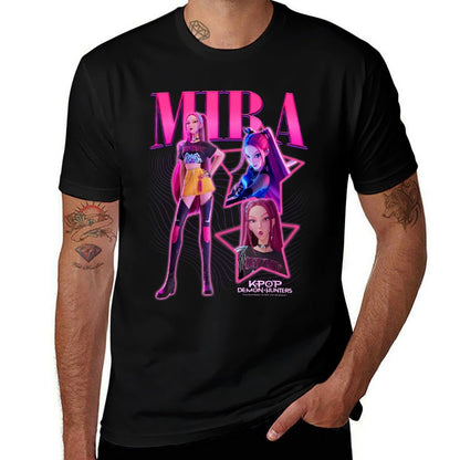 Kpop Demon Hunters Mira Showcase Retro Neon Poster  High-quality Stitching T-Shirt