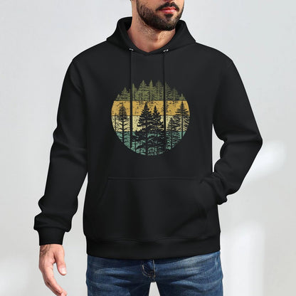Retro Forest Trees Outdoors Nature Women Men Vintage Graphic Customizable Surface Hoodie