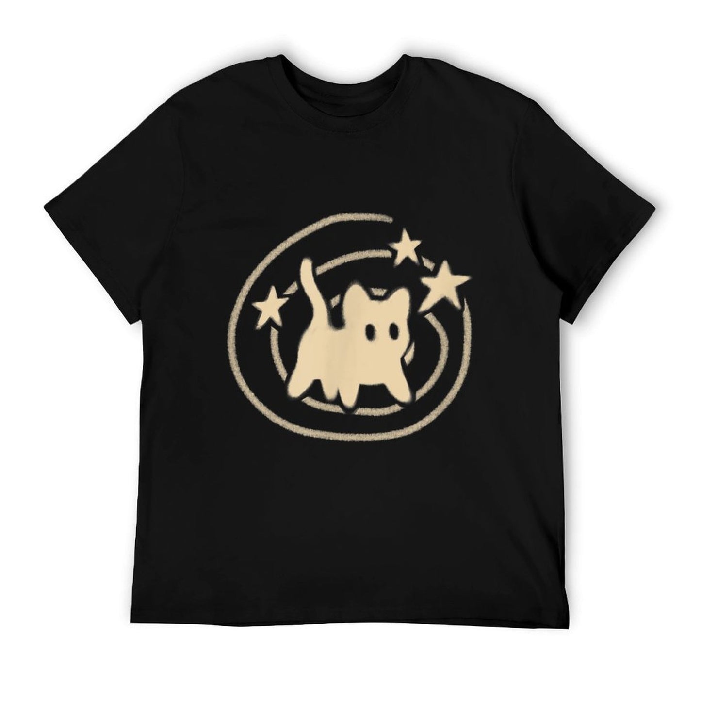 90s Y2K Scary Tomcat Cat Is Scared Under Starry Tail Comfortable T-Shirt