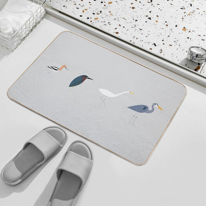 Wading Birds of North America (Blue Heron, Green Heron, Egret, Avocet) Bath Mat