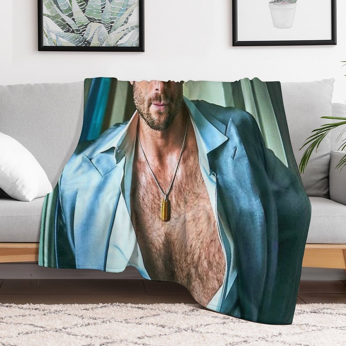 Glen Powell Handsome Throw Blanket