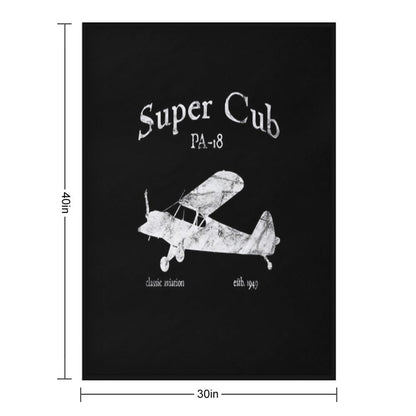 PA-18 Super Cub Airplane Classic Vintage Design Throw Blanket
