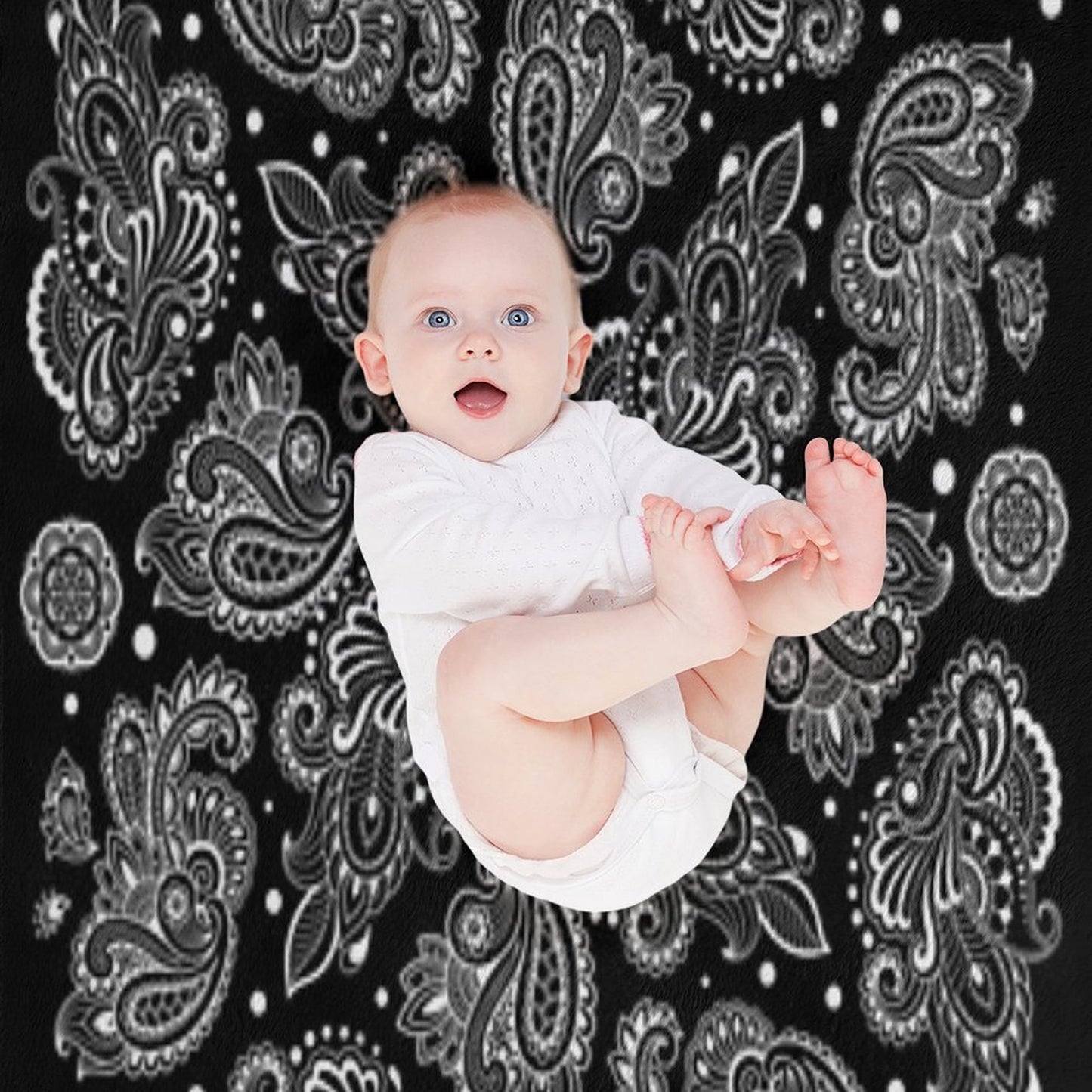 Oriental Paisley Ornament Black And White Throw Blanket