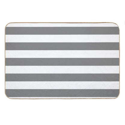GRAY AND WHITE STRIPES Bath Mat
