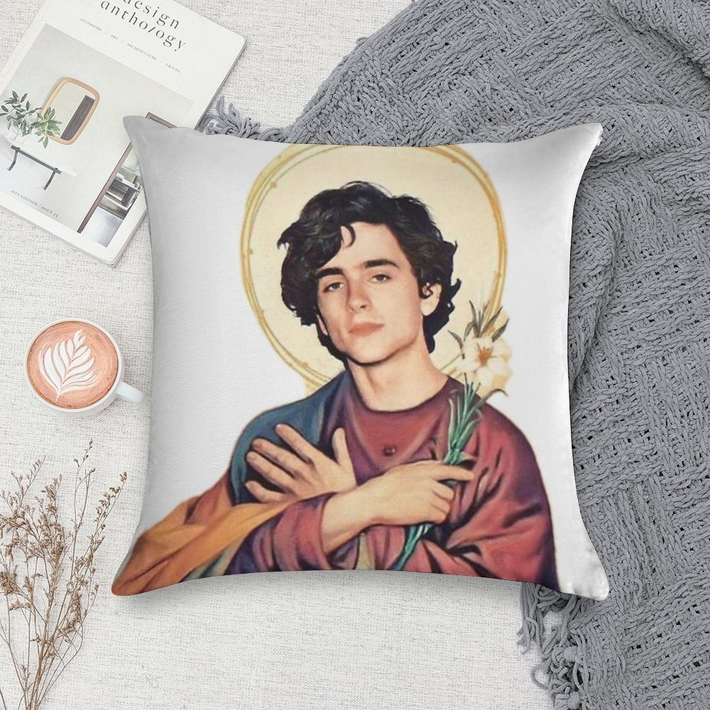 Timothee Chalamet SaintGod Sticker Soft Shrink-Resistant Throw Pillow