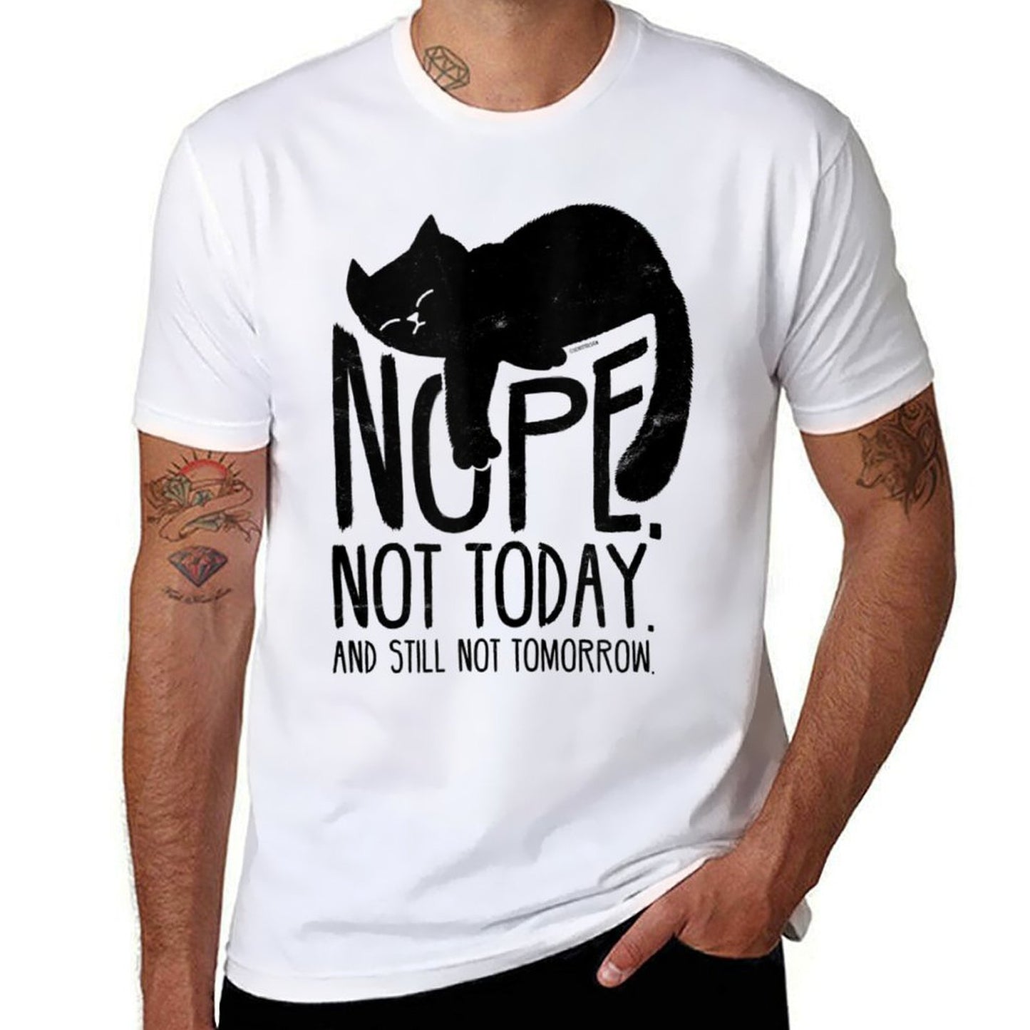 Cat Motive Funny Fun Retro Nope Not Today  Eco-friendly Material T-Shirt