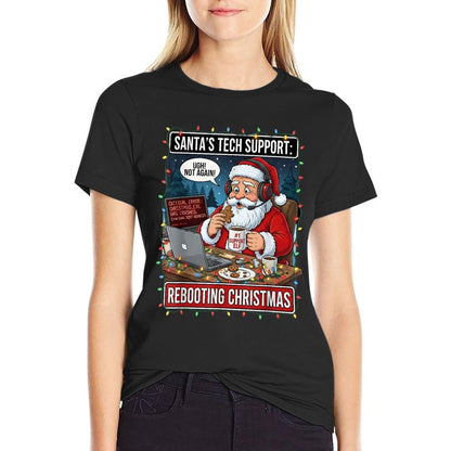 Santas Tech Support Rebooting Christmas Funny Comfortable T-Shirt