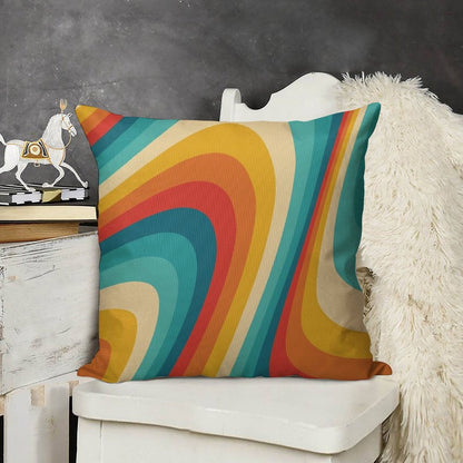 70s Retro Aesthetic Linen Throw Pillow Cover