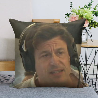 Confused Toto Wolff Linen Throw Pillow Cover