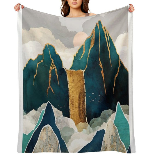 Golden Waterfall Throw Blanket