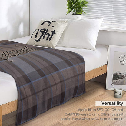 Outlander - Leather And Tartan with Metal Flower Accent Throw Blanket